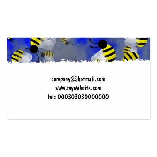 Grunge Bees Business Card Template (back side)