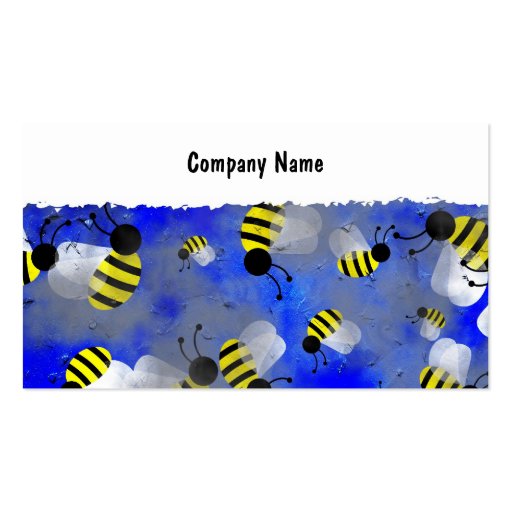 Grunge Bees Business Card Template (front side)