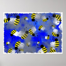 Grunge Bees Print