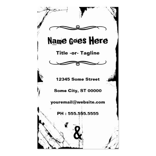 grunge black and white ampersand business card (back side)