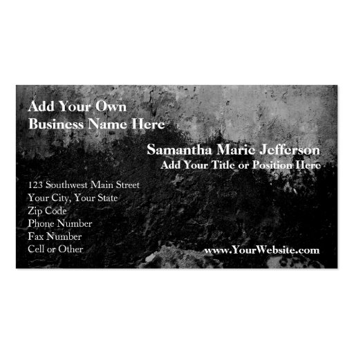 Grunge Black Paint Faux Finish Design Business Card (front side)