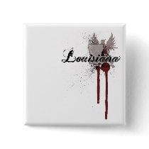 Grunge Blood Splatter Louisiana Button by MugUSA Grunge Blood Splatter Louisiana Button
