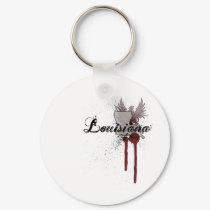 Grunge Blood Splatter Louisiana Keychain