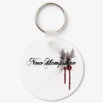 Grunge Blood Splatter New Hampshire Keychain