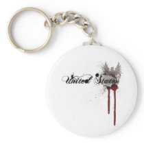 Grunge Blood Splatter United States Key Chain