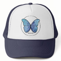 Grunge Blue Butterfly Hat