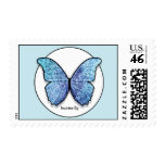 Grunge Blue Butterfly Postage Stamps