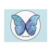 Grunge Blue Butterfly Postcard