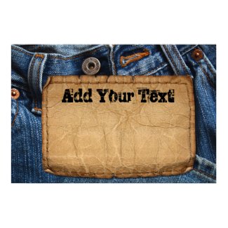 Grunge Blue Jean Denim & Leather Tag Custom print