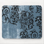 Grunge Blue with Black Vine Mousepad mousepads