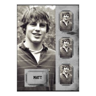 Grunge Border Photo Panel Graduation Announcement