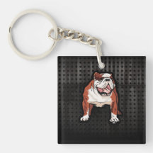 Grunge Bulldog Square Acrylic Key Chain