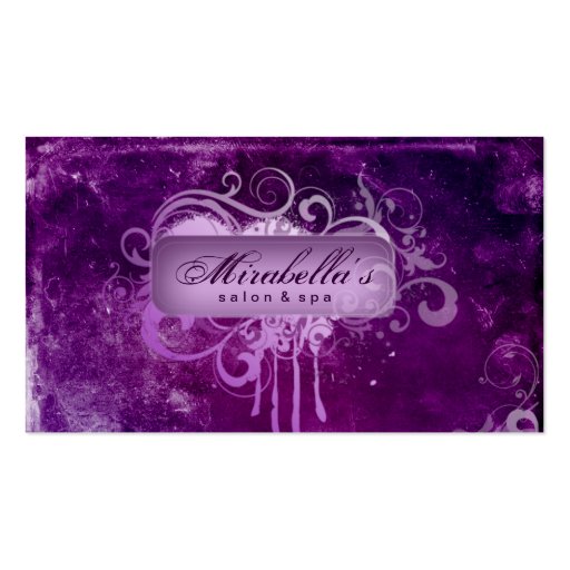 Grunge Business Card Flower Salon Spa Purple