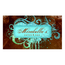 Grunge Business Card Glitter Salon Spa Brown Blue business cards