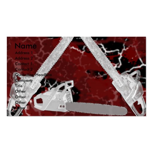 GRUNGE CHAINSAWS AND BLOOD! BUSINESS CARD Zazzle