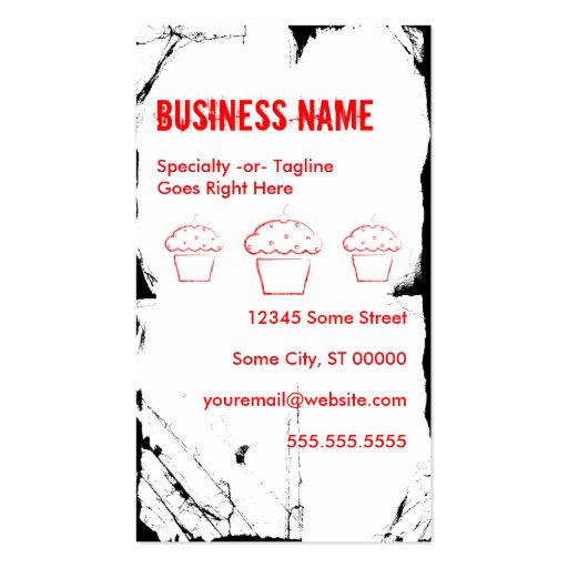 grunge cherry cupcake business card template (back side)