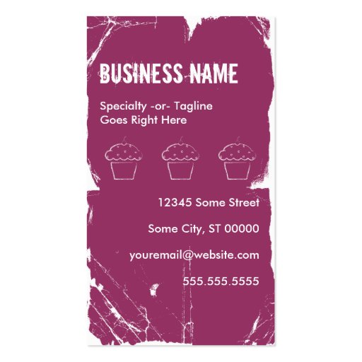 grunge cherry cupcake business card templates (back side)