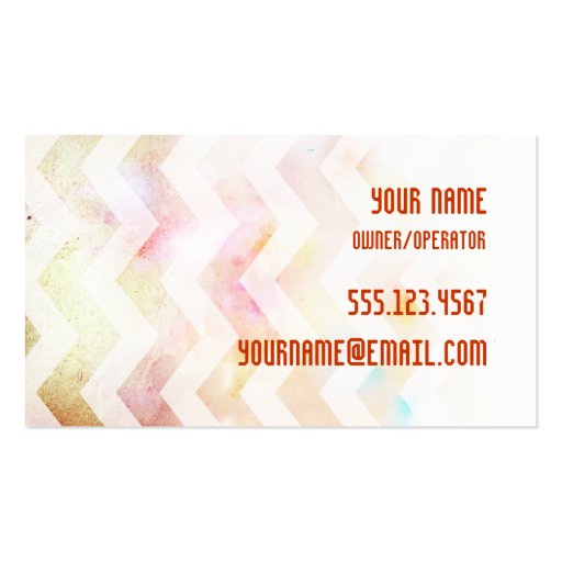Grunge Chevron Ombre Pink Orange Business Card (back side)