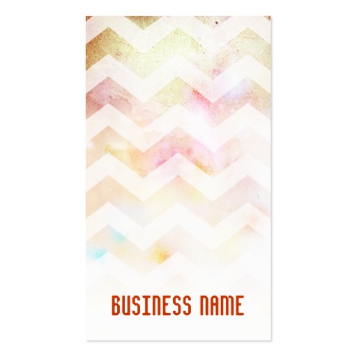 Grunge Chevron Ombre Pink Orange Business Card (front side)