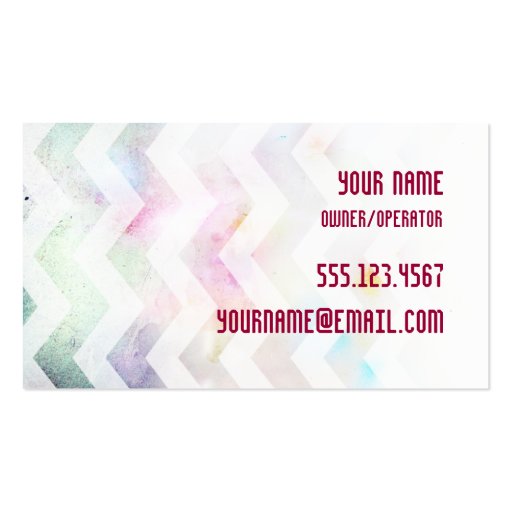 Grunge Chevron Ombre Pink Teal salon Business Card (back side)