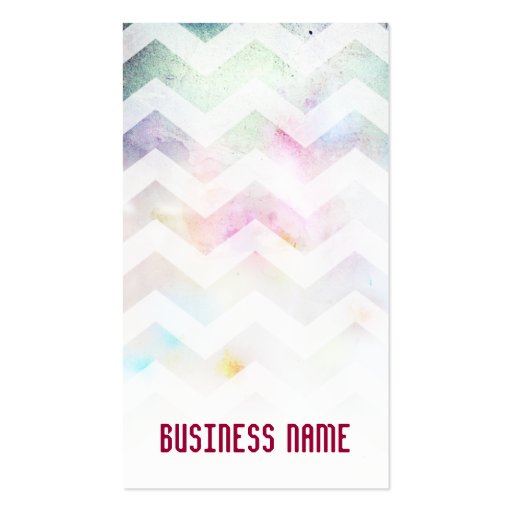 Grunge Chevron Ombre Pink Teal salon Business Card (front side)