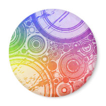 Grunge Circles: Rainbow Edition: Refrigerator Magnets