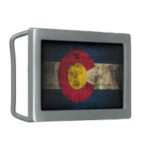 Grunge Colorado Flag Belt Buckle