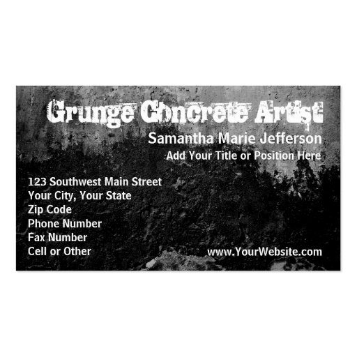 Grunge Concrete Black Paint Business Cards (front side)