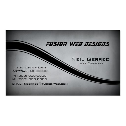 Grunge Curves Business Card, Gray (front side)