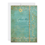 Grunge Damask Bat Mitzvah/teal/gold Invites
