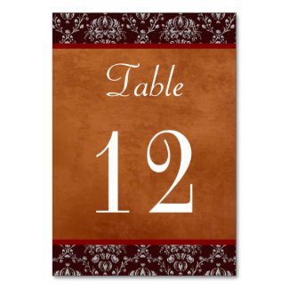 Grunge Damask Table Number Card 2 Table Cards