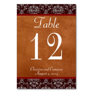 Grunge Damask Table Number Card 3 Table Card