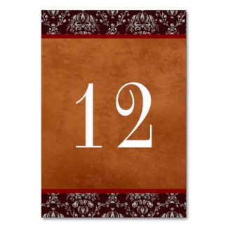 Grunge Damask Table Number Card Table Cards