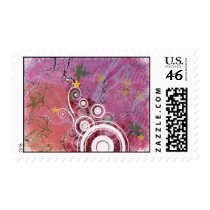 Grunge design pink stamps