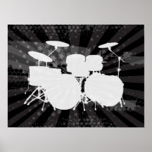 Grunge Drums Black Burst Posters