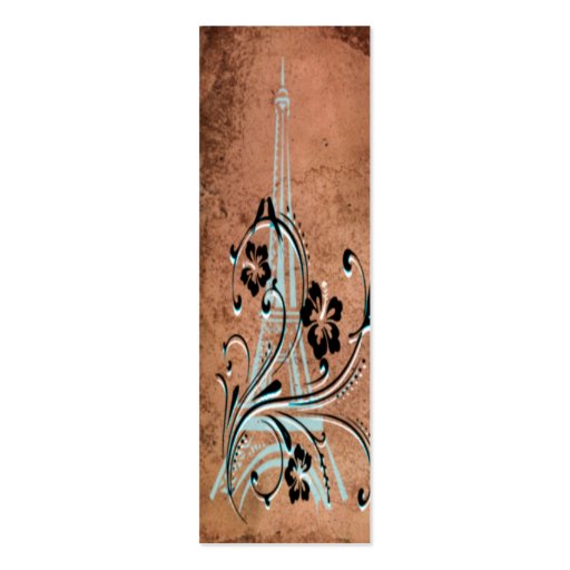 Grunge Eiffel Tower Bookmark Business Card (front side)