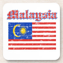 Grunge Flag of Malaysia Beverage Coasters