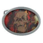 Grunge Flaming Skull Belt Buckle