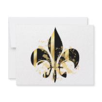 Grunge Fleur de Lis/black + gold Announcements