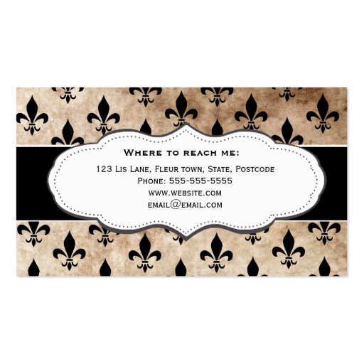 Grunge Fleur de Lis business cards (back side)