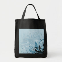 Grunge Floral Design - Light Blue Bag