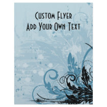 Grunge Floral Design - Light Blue Flyer Design