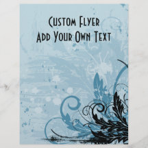 Grunge Floral Design - Light Blue Flyer Design