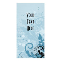 Grunge Floral Design - Light Blue Photo Card Template