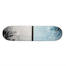 Grunge Floral Design - Light Blue Skate Decks