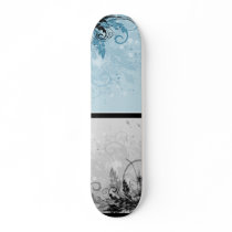 Grunge Floral Design - Light Blue Skate Decks