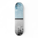 Grunge Floral Design - Light Blue Skate Decks