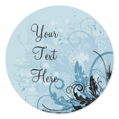Grunge Floral Design - Light Blue Stickers