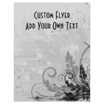 Grunge Floral Design - Light Grey B&W Flyer