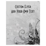 Grunge Floral Design - Light Grey B&W flyers